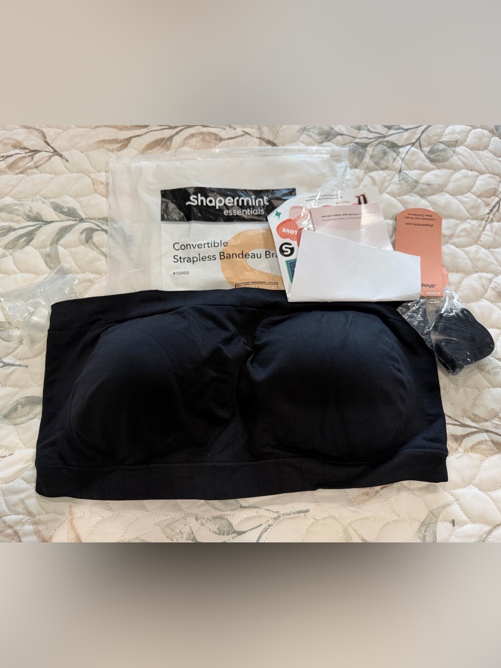 NWT Shapermint Convertible Strapless Bandeau Bra - Black